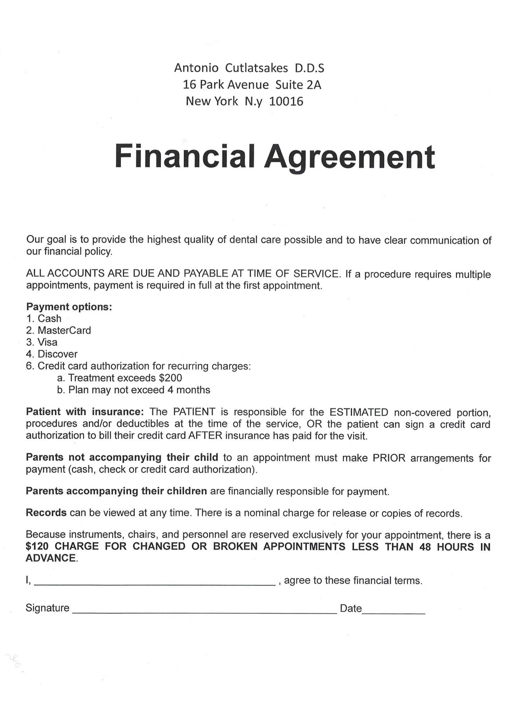 Patient Financial Agreement Template HQ Printable Documents